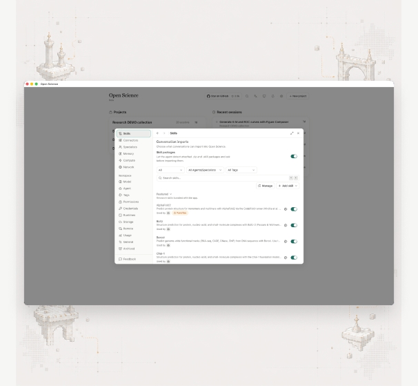 Extend research workflows with scoped capabilities — Open-Science workspace