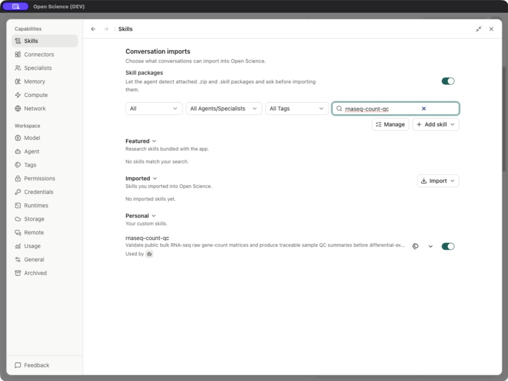 Searching the saved RNA-seq Skill