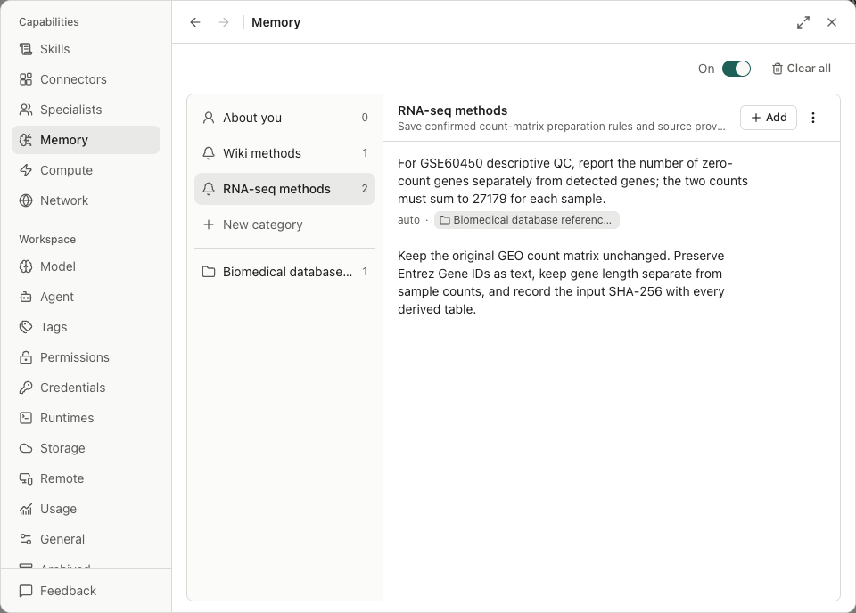 An agent-created reporting convention alongside the manual source-preservation note