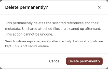 Read the precise permanent-deletion scope