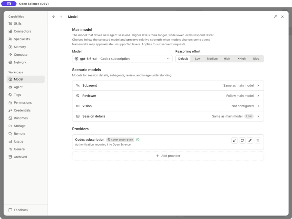 Main model and connected provider