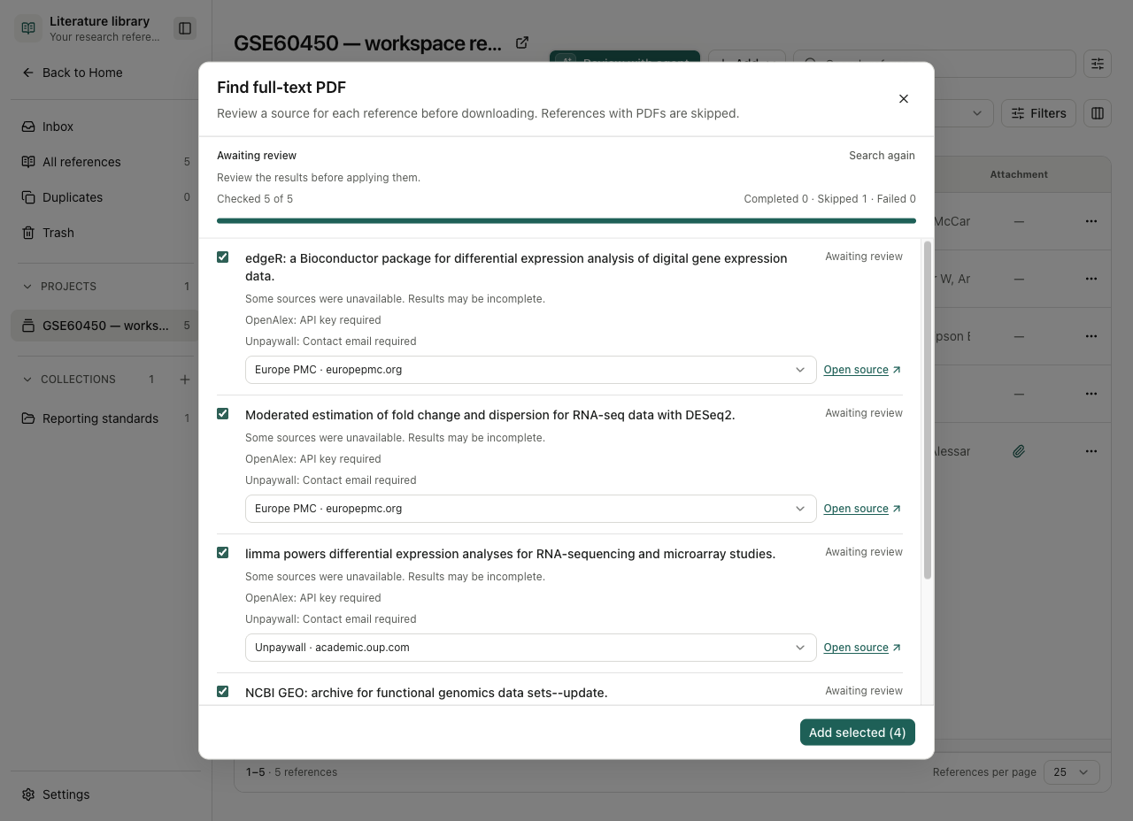 Reopening the completed five-record search from background tasks