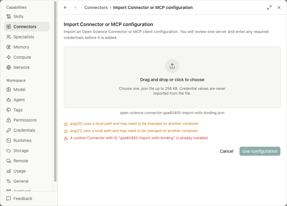 An existing ID blocks duplicate import