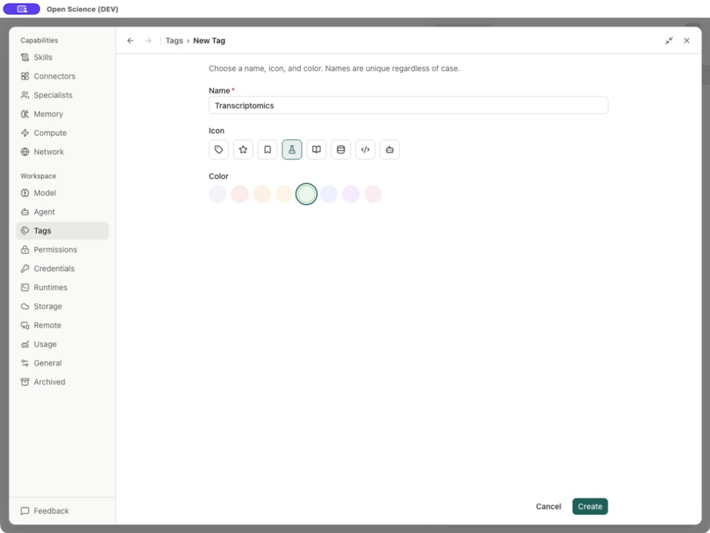 Transcriptomics tag form
