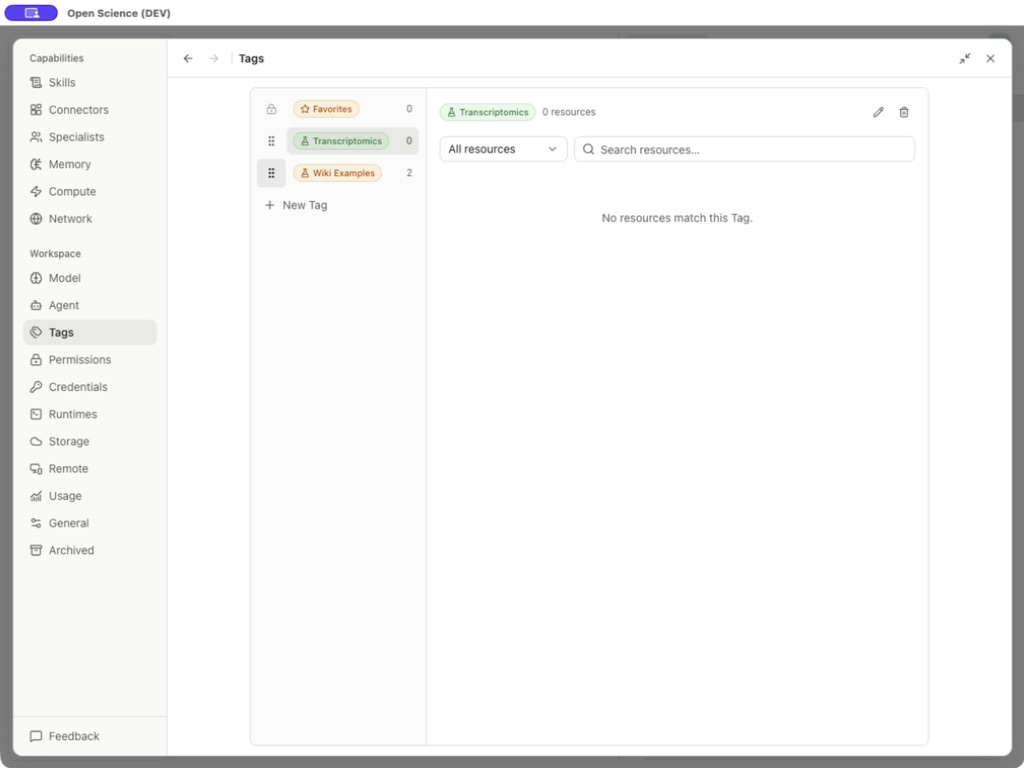 Tag ordering and empty resource view