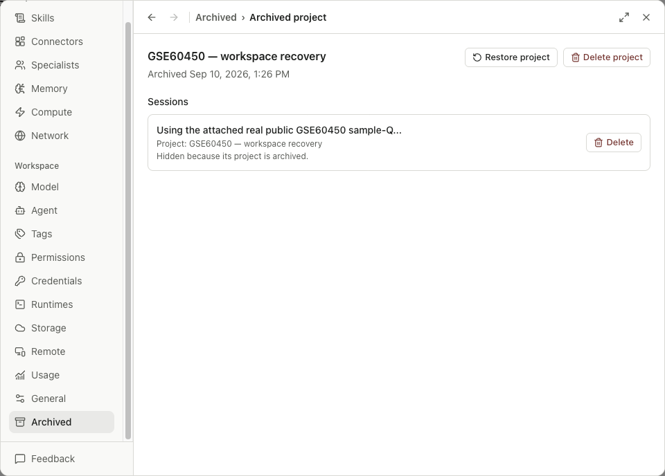 Managing the archived GSE60450 project