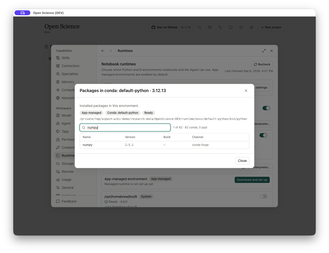 Filtering the installed Python packages
