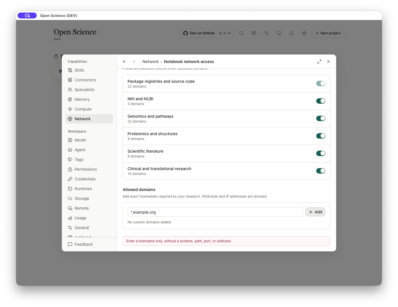 Exact-hostname validation rejects a wildcard
