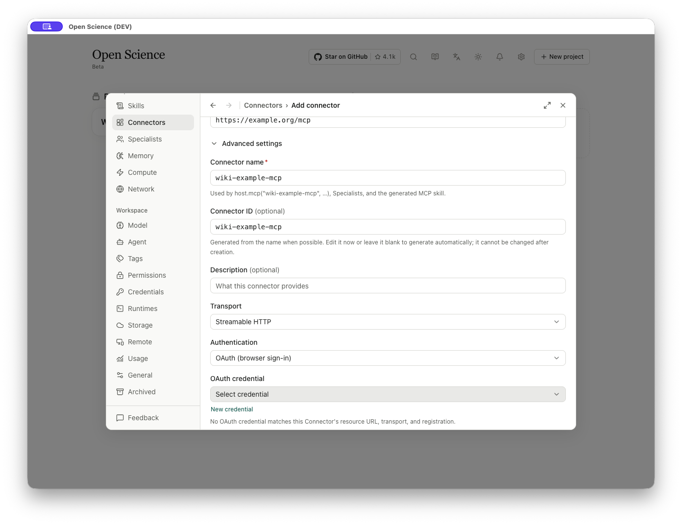 OAuth credential matching