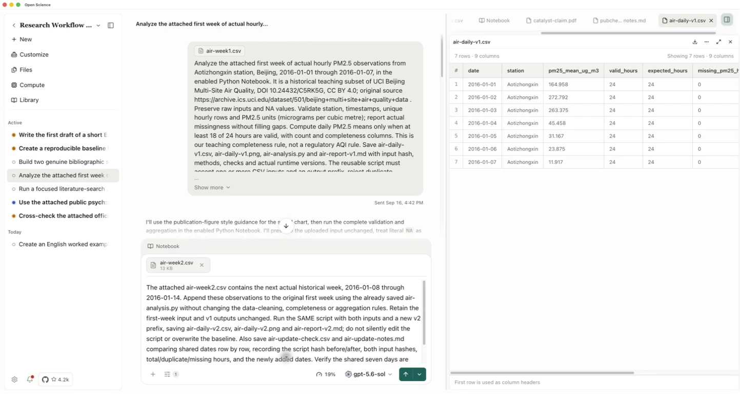 The second-week file added to the existing analysis conversation
