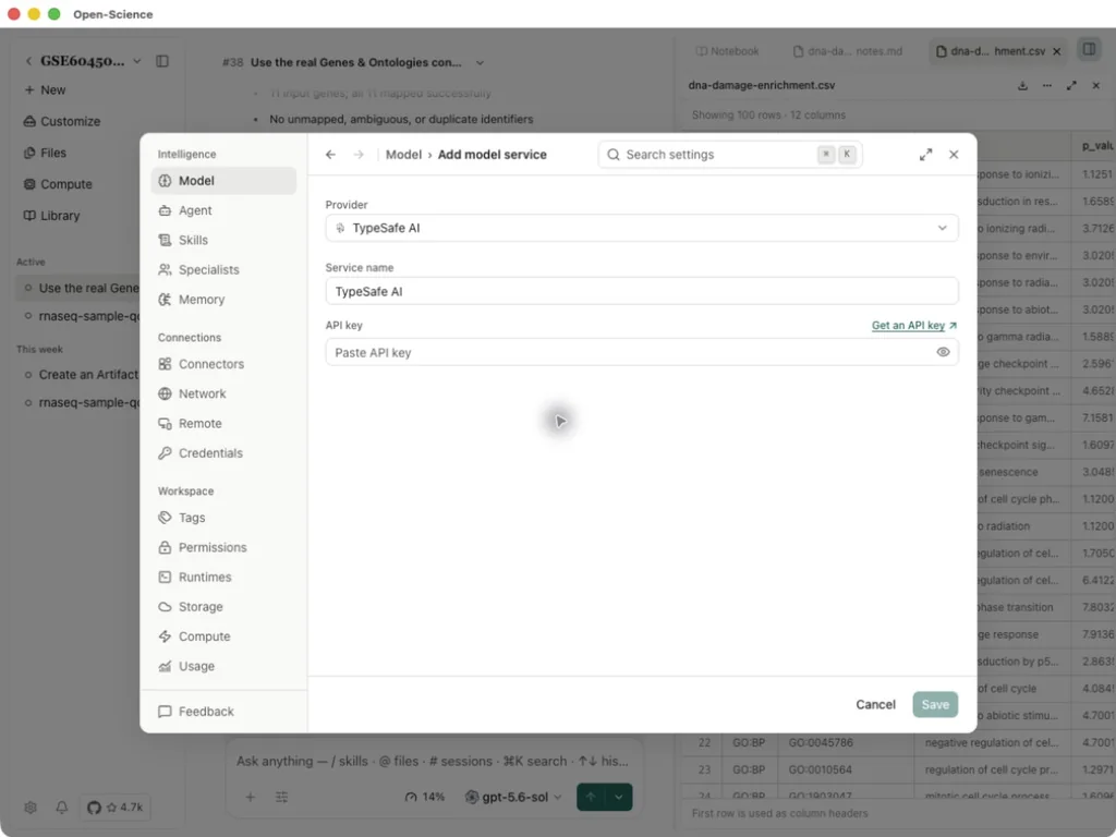 Classification service form with the API key still empty