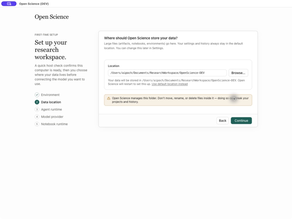 Custom parent selected and final app-managed path displayed