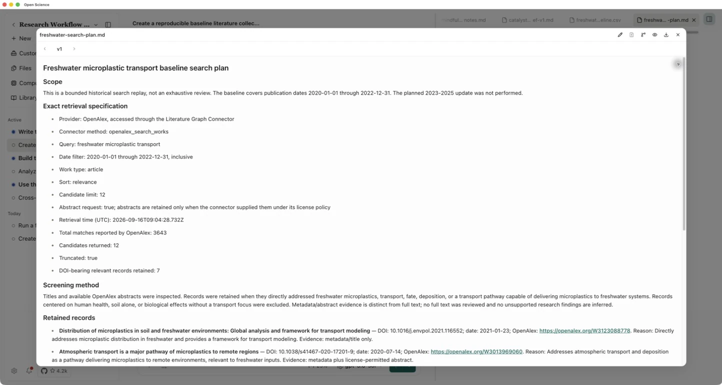 Saved baseline search specification and retained records