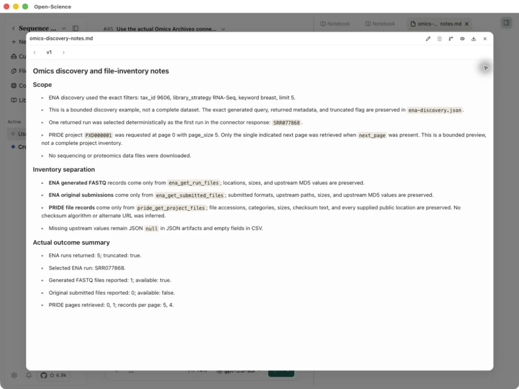 Query conditions and observed ENA and PRIDE inventory results
