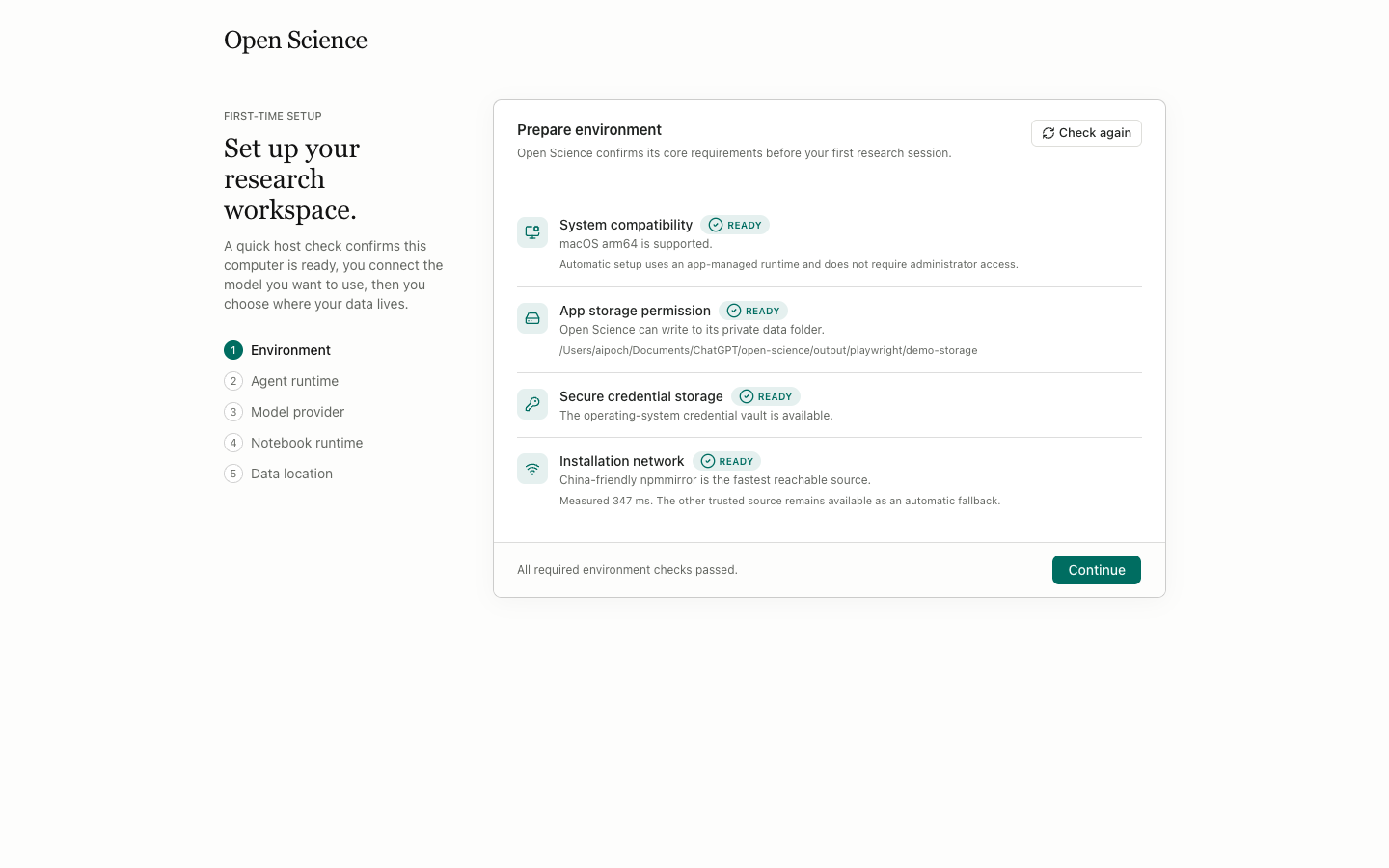 Environment checks