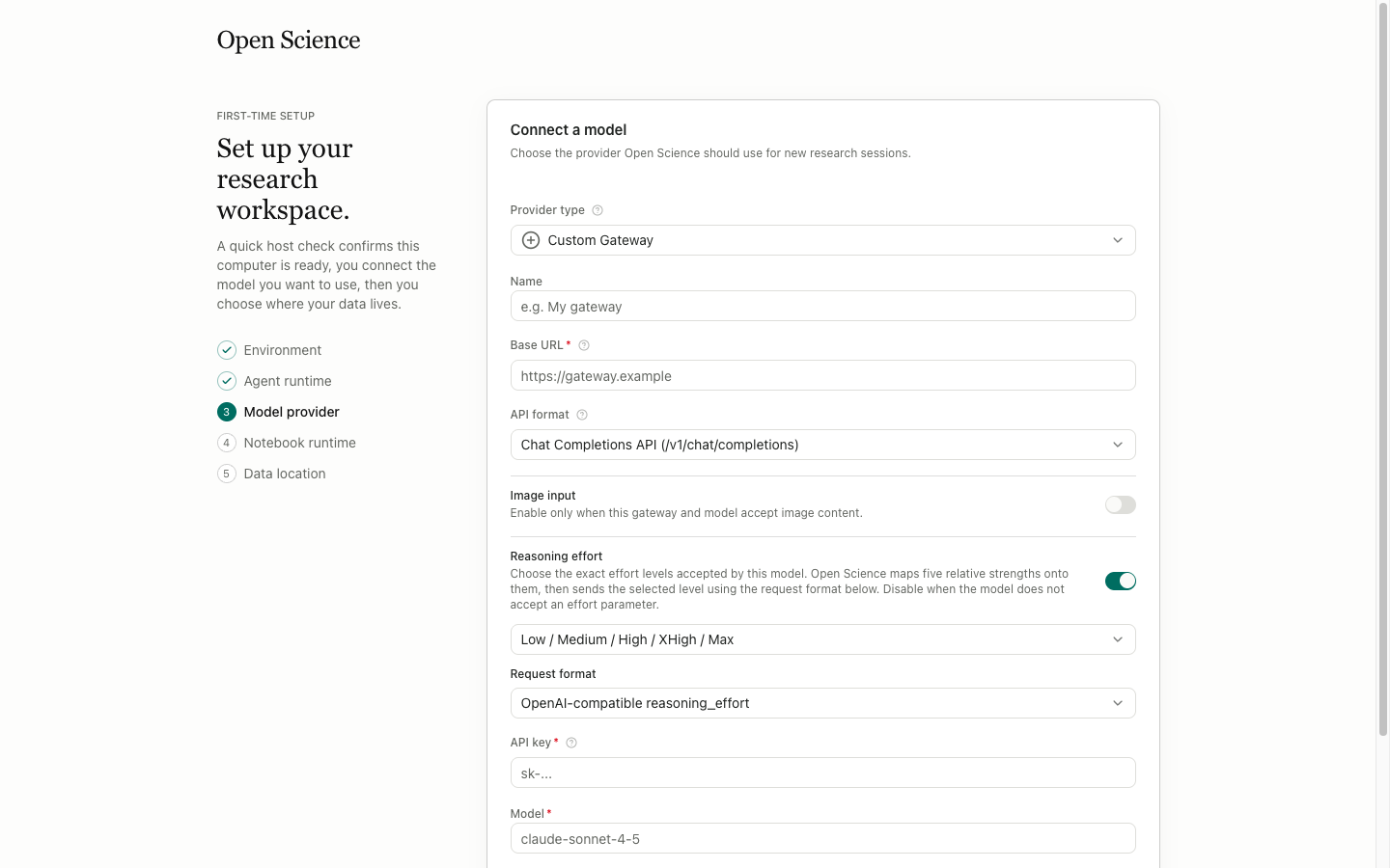 Empty provider form