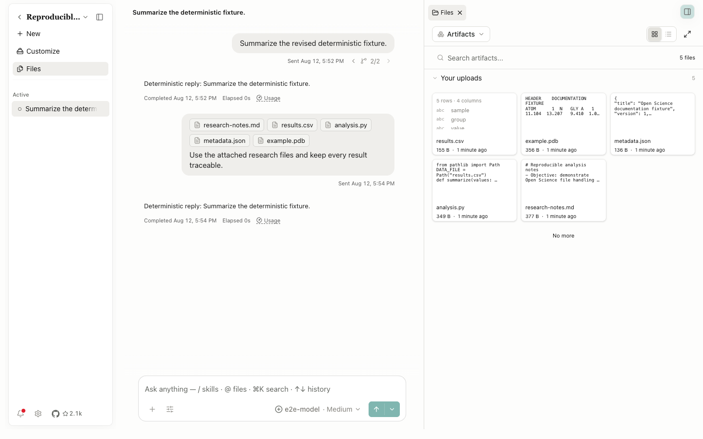 Files panel in split view