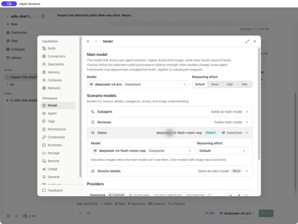 Separate Vision selection alongside the text Main model