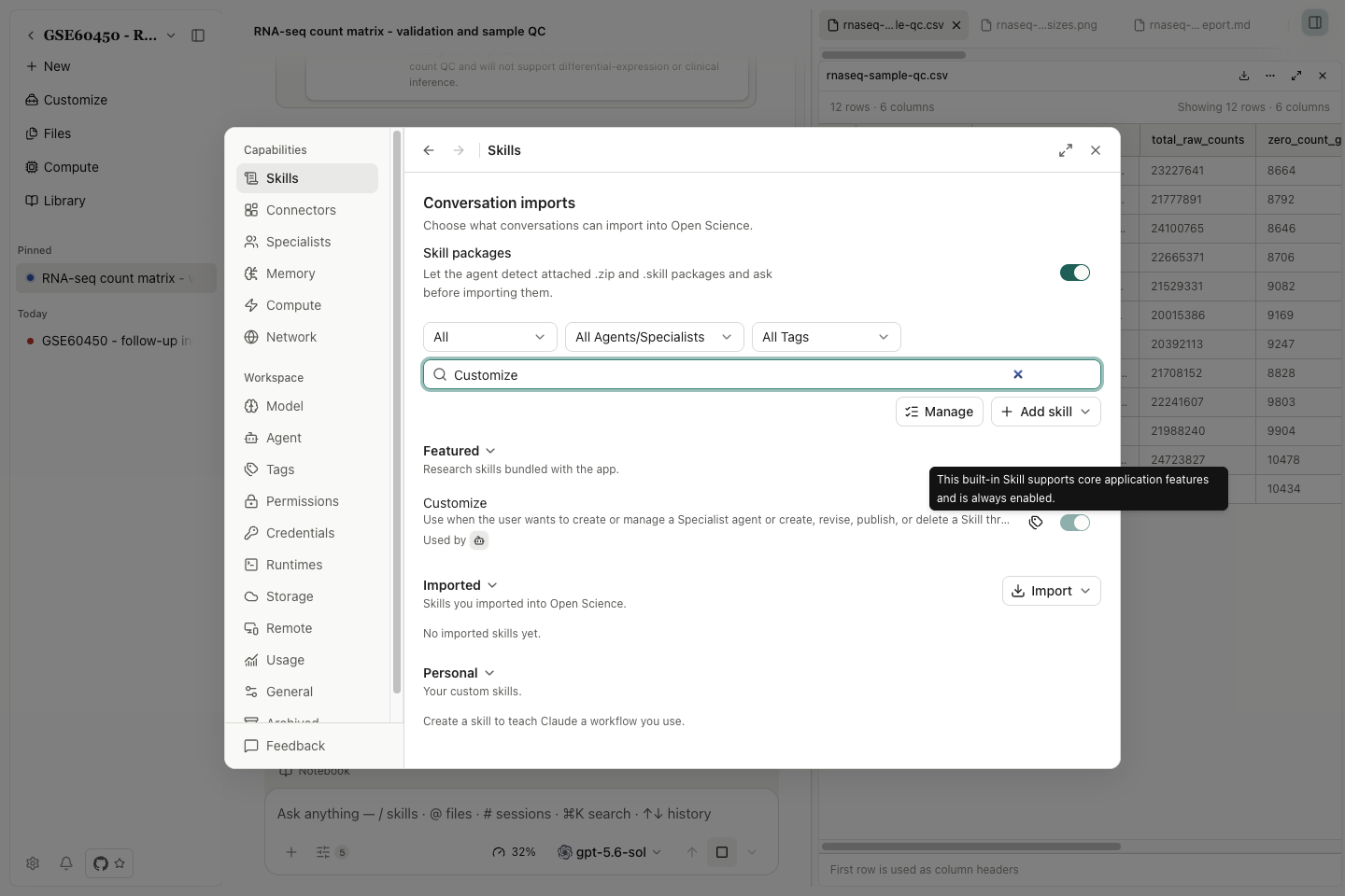 Customize bleibt aktiviert und erklärt, warum