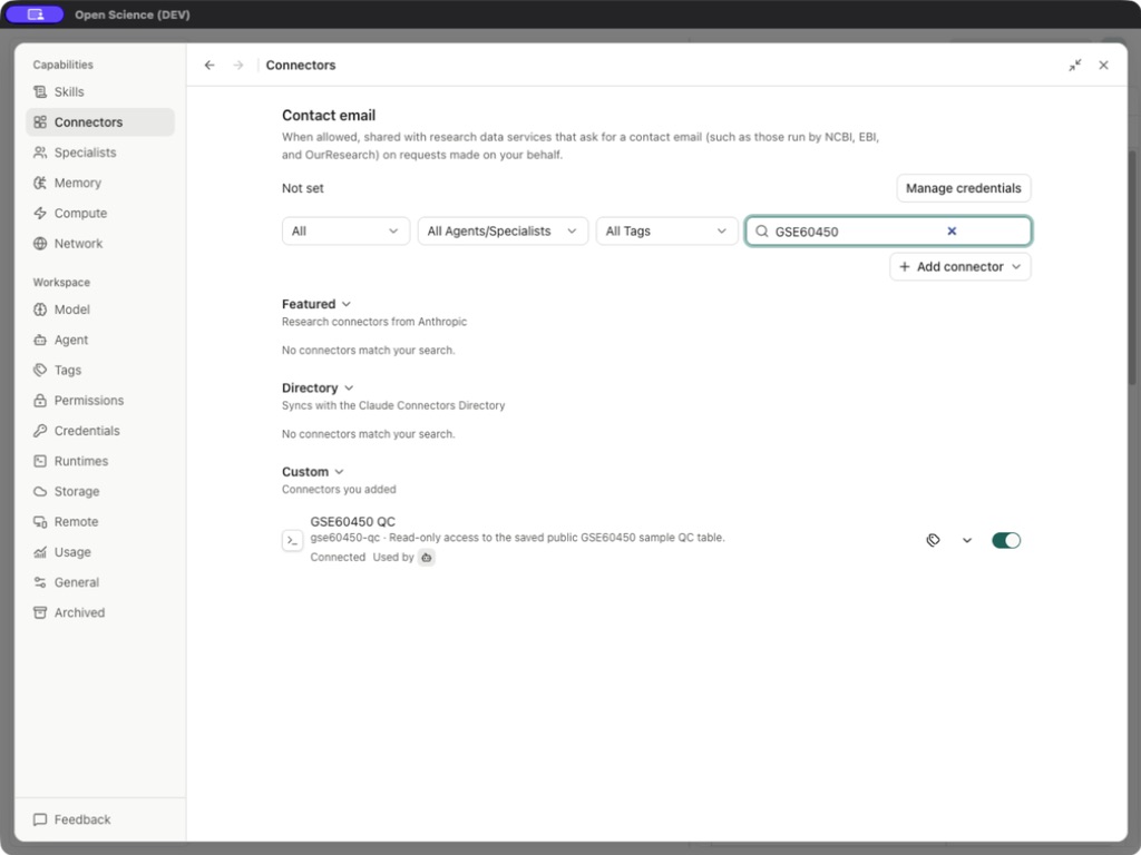 Der benutzerdefinierte Connector erfolgreich verbunden