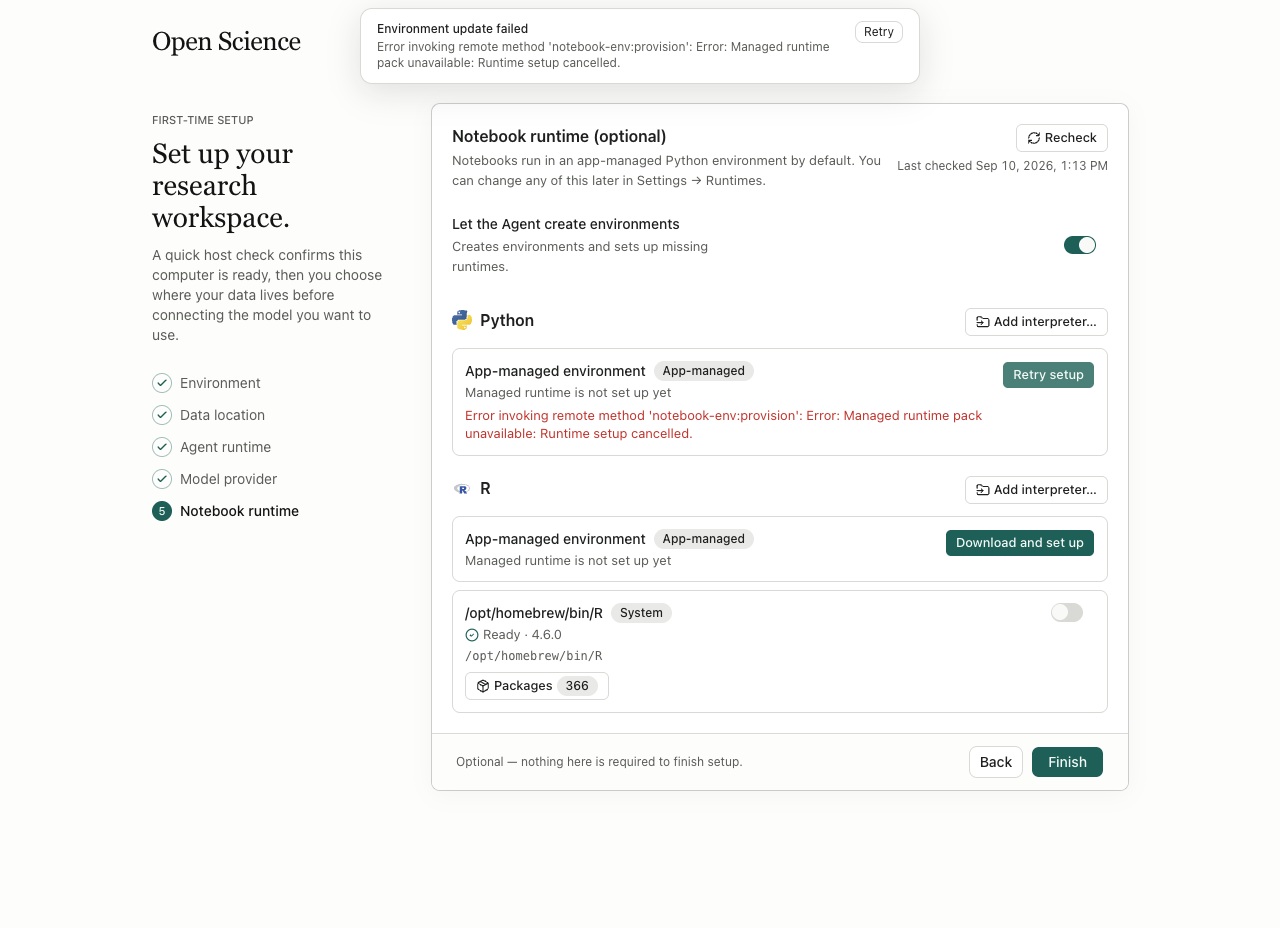 Abgesagtes Setup und verfügbarer Retry