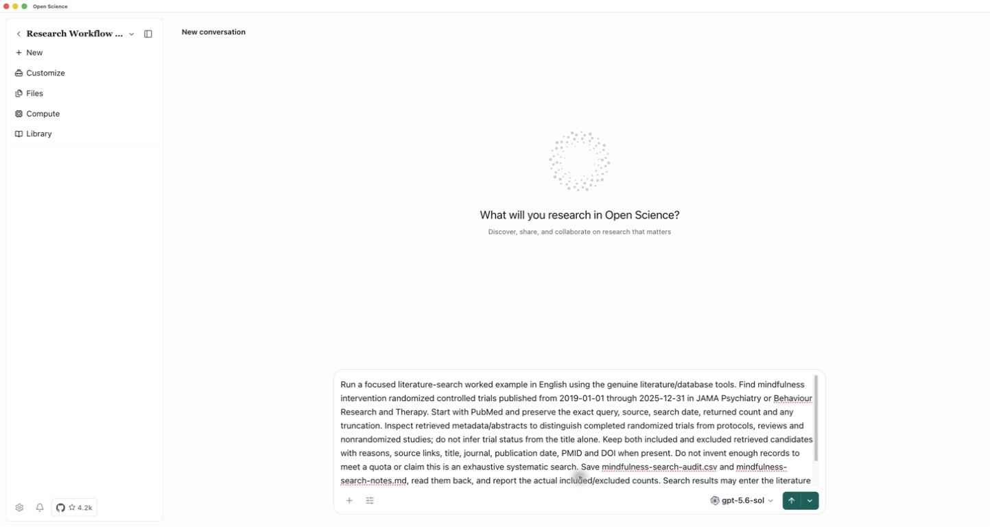Die eigentliche fokussierte Suchanfrage in Open-Science