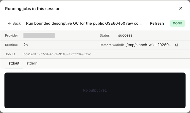 Direct SSH ジョブを ID と作業ディレクトリで完了