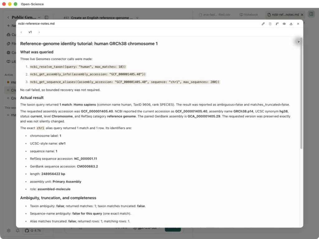 実際のNCBIコールと返された納税者とアセンブリIDの3つ