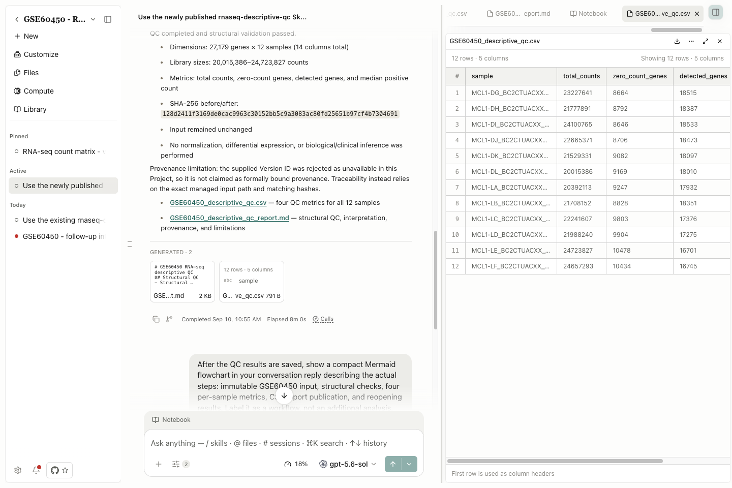 별도의 재고 및 재개 QC CSV